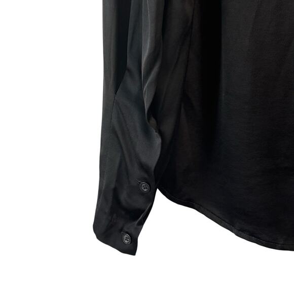 Anthropologie Ottodame Womens Top 4 Black Silky Satin Whimsigoth Career Preppy - Picture 3 of 5